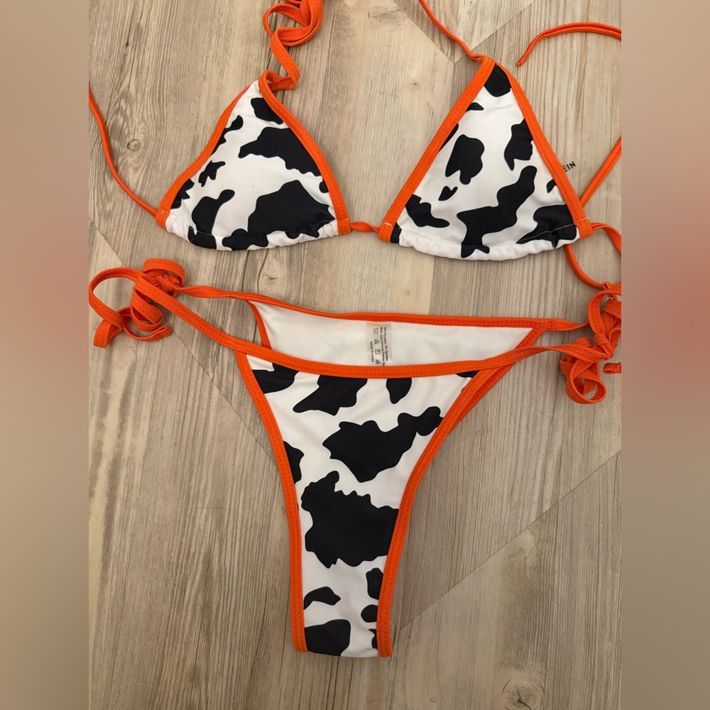 Cow Print String Bikini - Picture 2 of 3